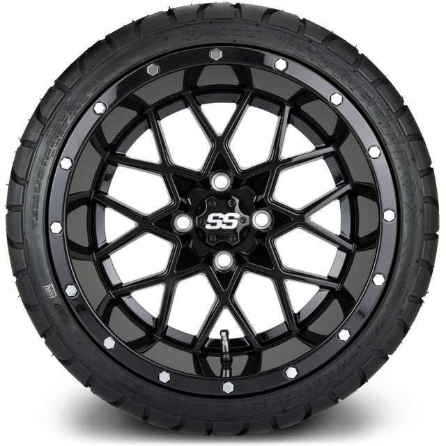 MODZ 14' Vortex Glossy Black - Tire and Wheel Combo