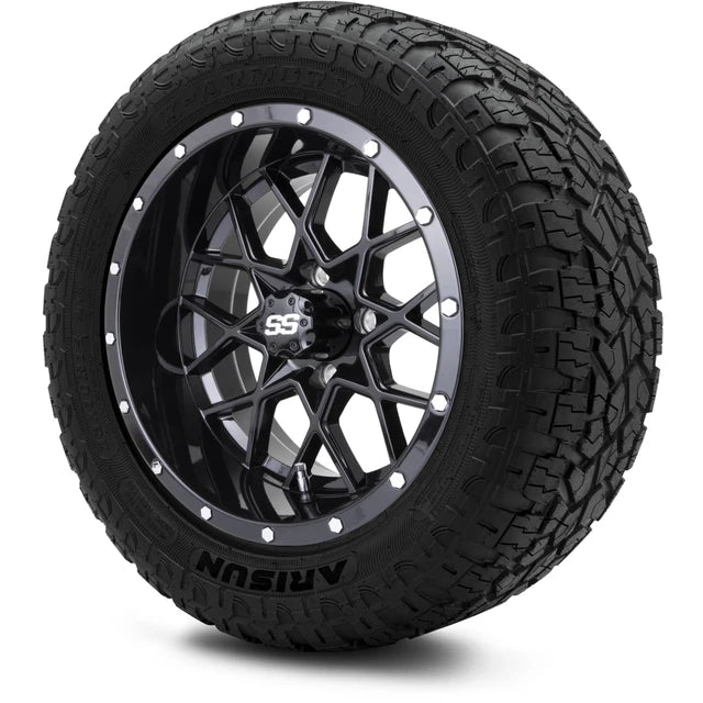 MODZ 14" Vortex Glossy Black Wheels & Off-Road Tires Combo