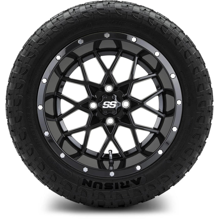 MODZ 14" Vortex Glossy Black Wheels & Off-Road Tires Combo