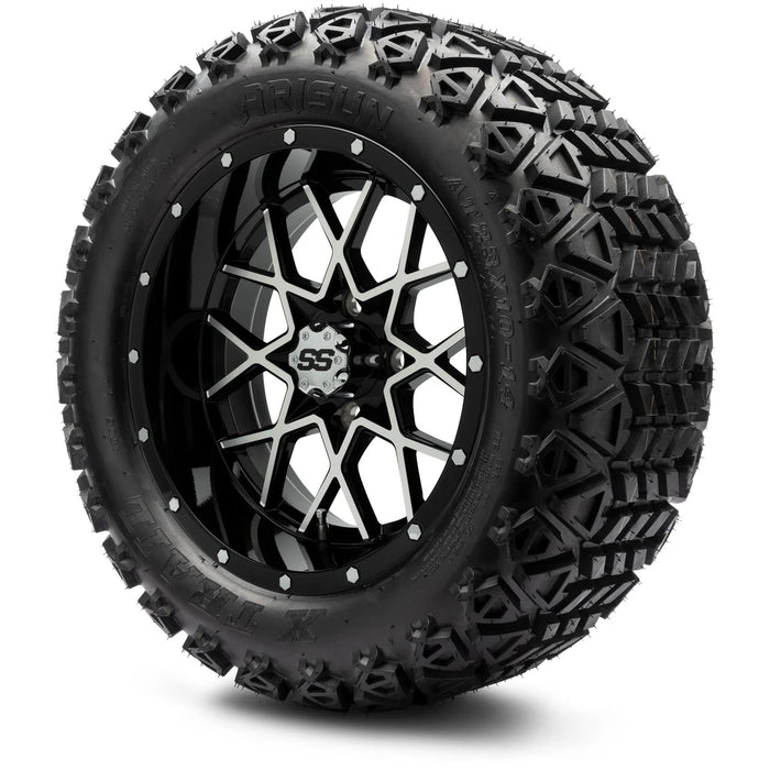 MODZ 14" Vortex Machined Black Wheels & Off-Road Tires Combo