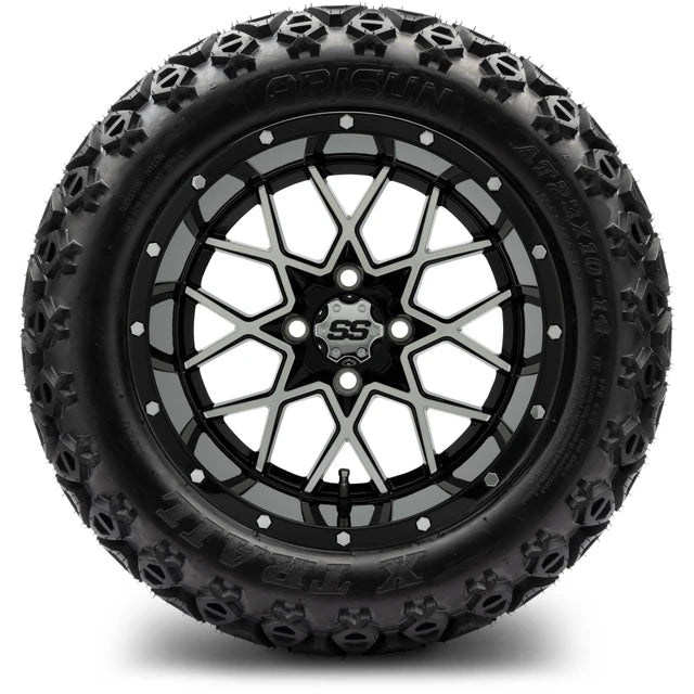 MODZ 14" Vortex Machined Black Wheels & Off-Road Tires Combo