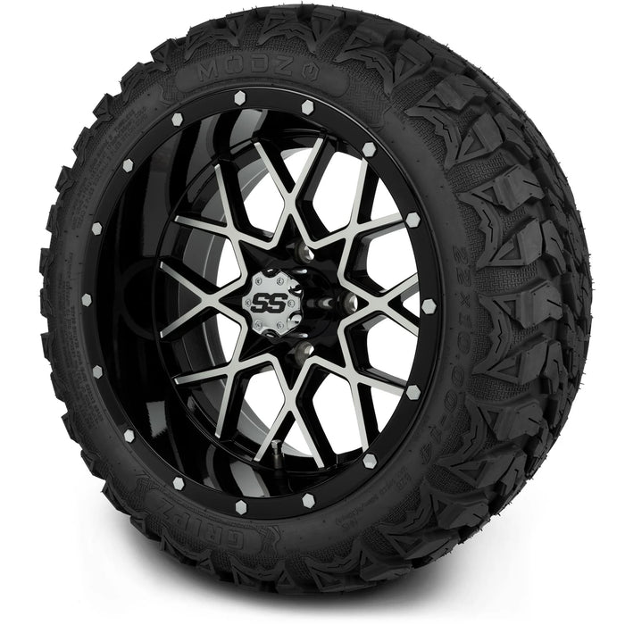 MODZ 14" Vortex Machined Black Wheels & Off-Road Tires Combo