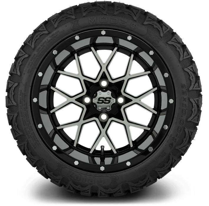 MODZ 14" Vortex Machined Black Wheels & Off-Road Tires Combo