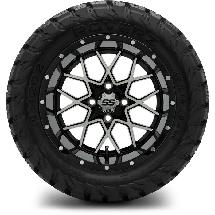 MODZ 14" Vortex Machined Black Wheels & Off-Road Tires Combo