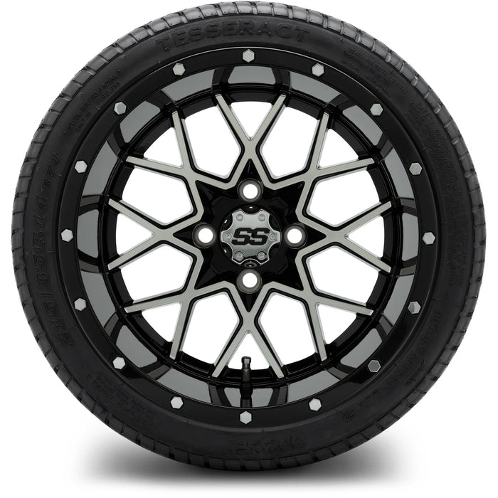 MODZ 14" Vortex Machined Black Wheels & Street Tires Combo