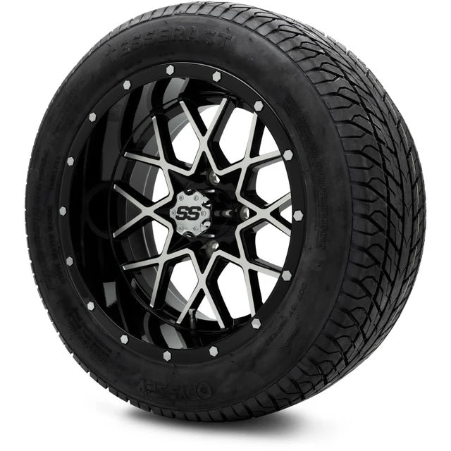 MODZ 14" Vortex Machined Black Wheels & Street Tires Combo