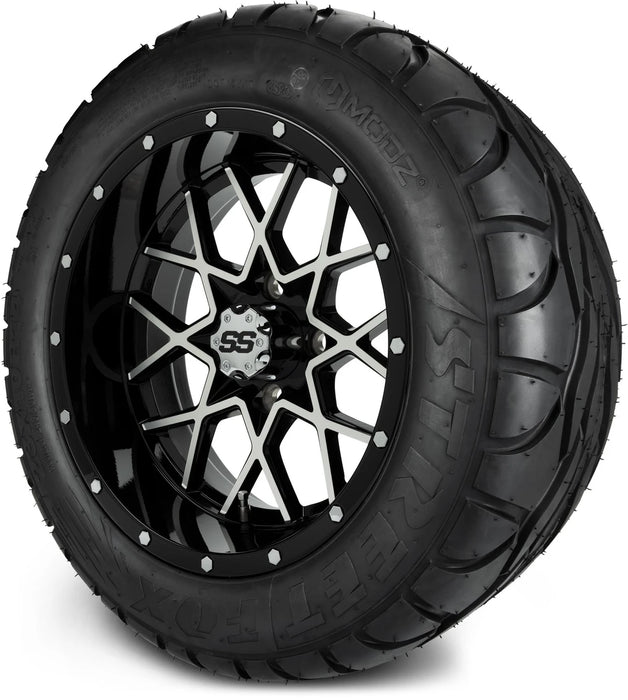 MODZ 14" Vortex Machined Black Wheels & Street Tires Combo
