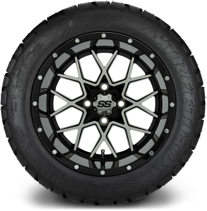 MODZ 14" Vortex Machined Black Wheels & Street Tires Combo