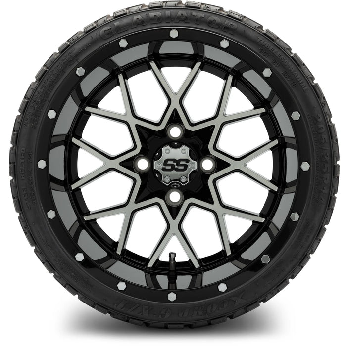 MODZ 14" Vortex Machined Black Wheels & Off-Road Tires Combo
