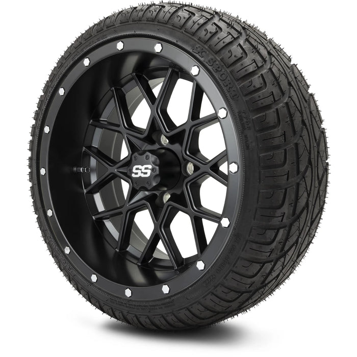 MODZ 14" Vortex Matte Black Wheels & Street Tires Combo