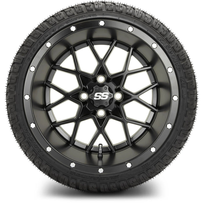 MODZ 14" Vortex Matte Black Wheels & Street Tires Combo