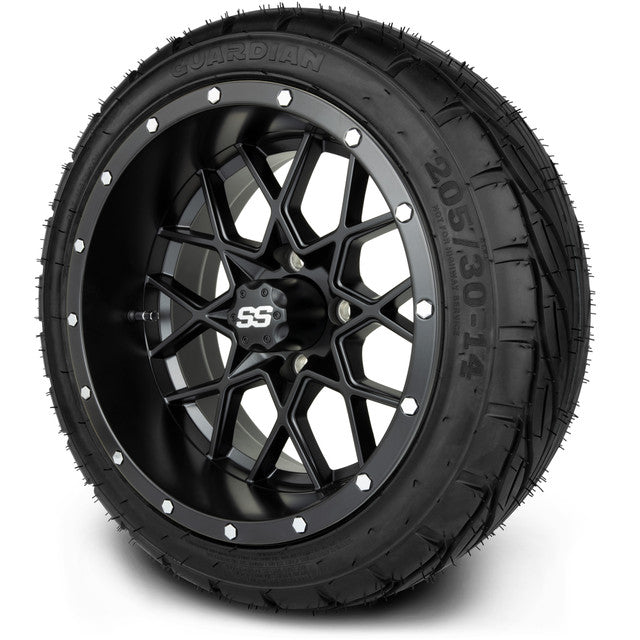 MODZ 14' Vortex Matte Black - Tire and Wheel Combo