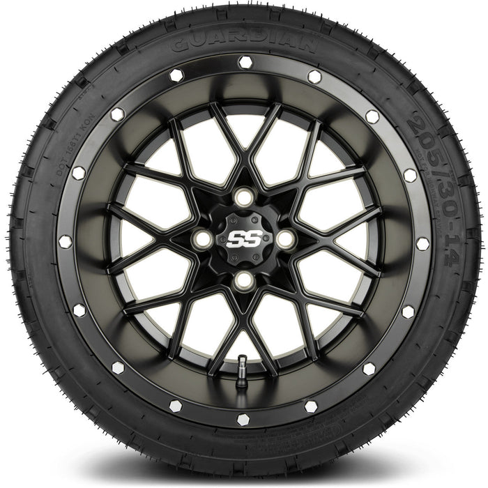 MODZ 14' Vortex Matte Black - Tire and Wheel Combo