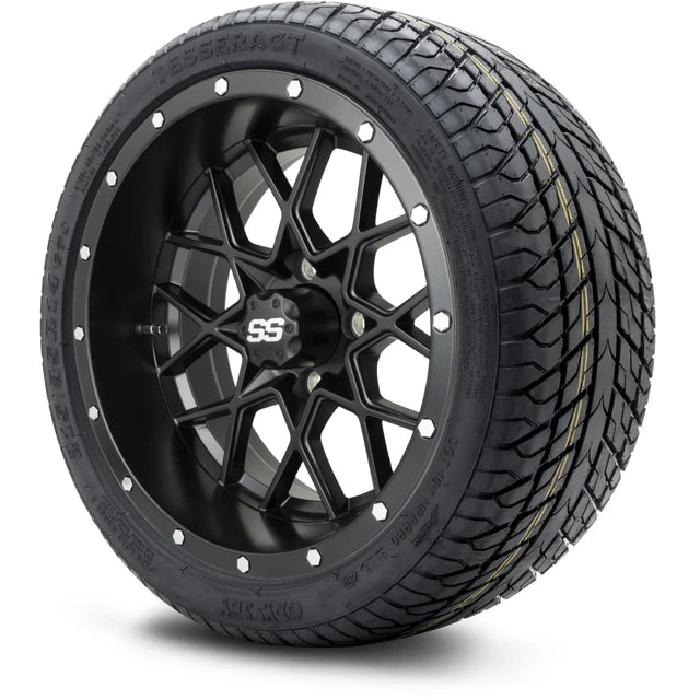 MODZ 14" Vortex Matte Black Wheels & Street Tires Combo