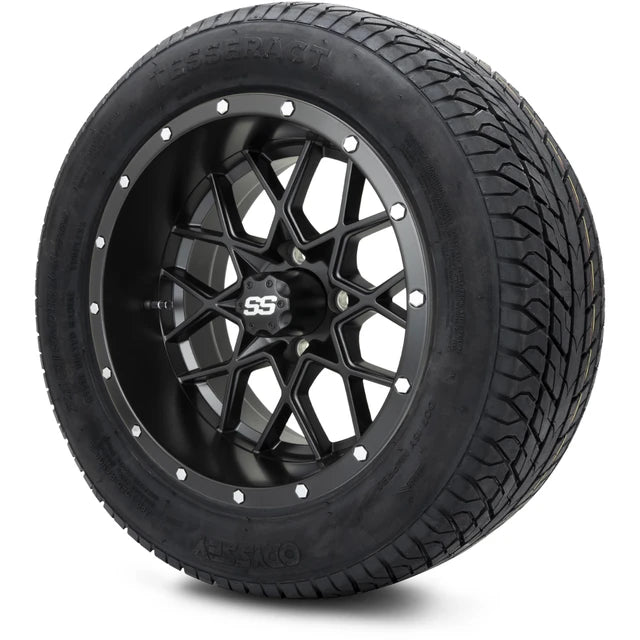 MODZ 14" Vortex Matte Black Wheels & Street Tires Combo