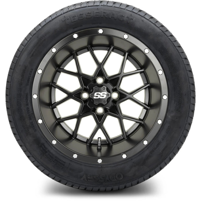 MODZ 14" Vortex Matte Black Wheels & Street Tires Combo