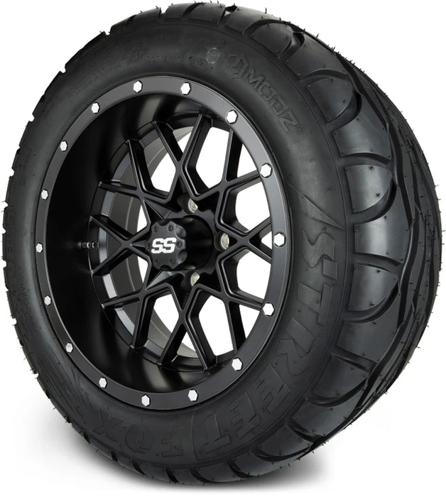 MODZ 14" Vortex Matte Black Wheels & Street Tires Combo