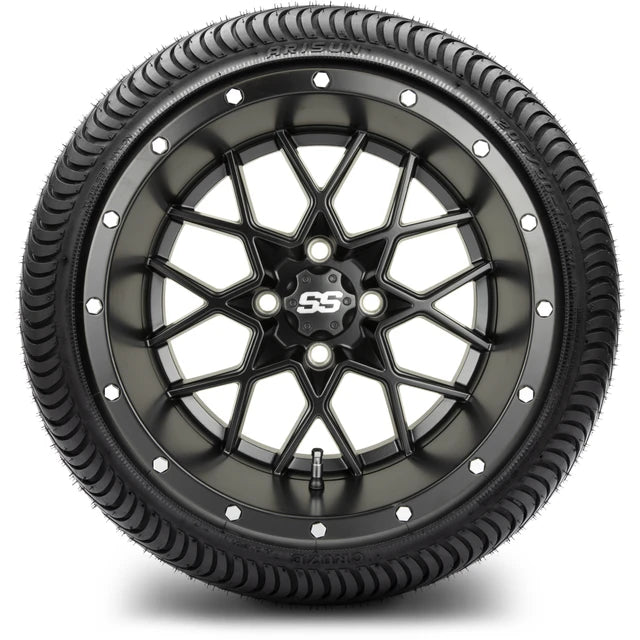 MODZ 14" Vortex Matte Black Wheels & Street Tires Combo