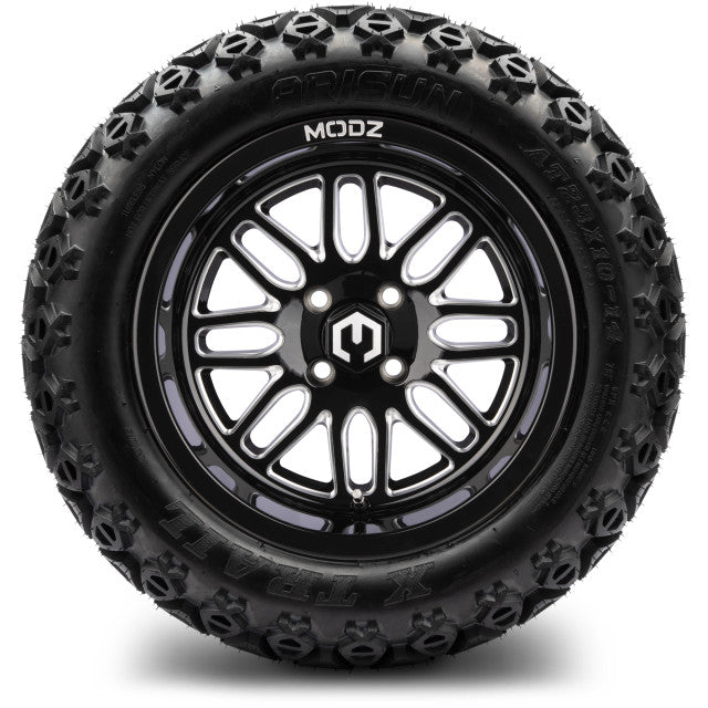 MODZ 14' Mayhem Glossy Black - Tire and Wheel Combo