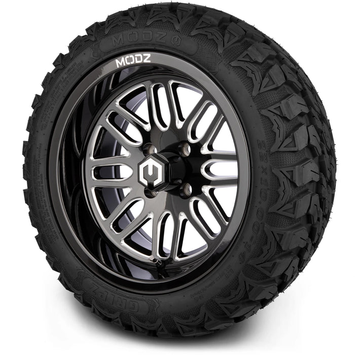 MODZ 14" Mayhem Glossy Black with Ball Mill Wheels & Off-Road Tires Combo