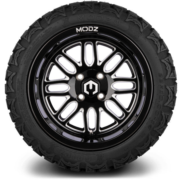 MODZ 14' Mayhem Glossy Black - Tire and Wheel Combo