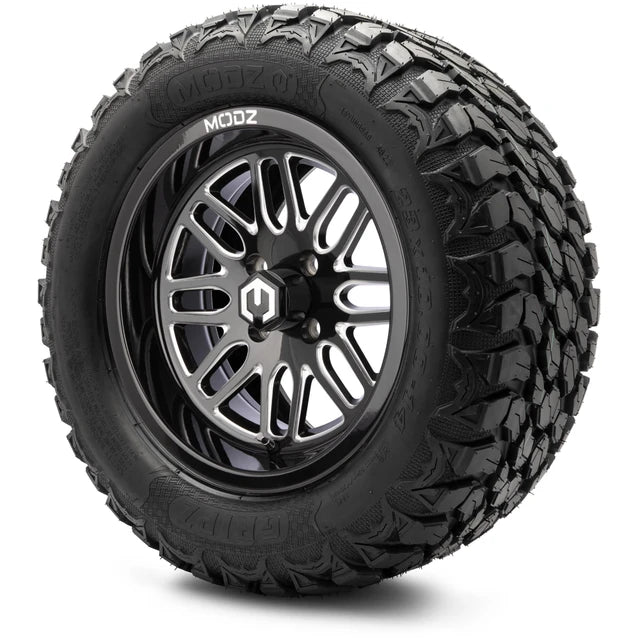 MODZ 14" Mayhem Glossy Black with Ball Mill Wheels & Off-Road Tires Combo