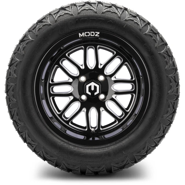 MODZ 14" Mayhem Glossy Black with Ball Mill Wheels & Off-Road Tires Combo