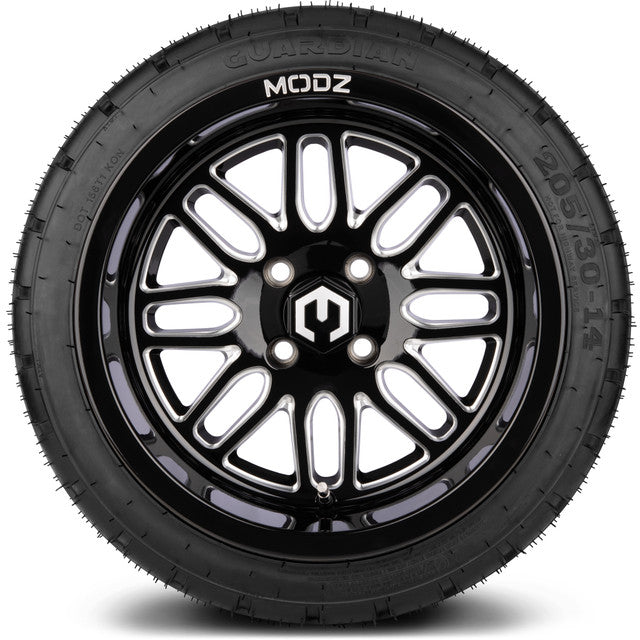 MODZ 14' Mayhem Glossy Black - Tire and Wheel Combo