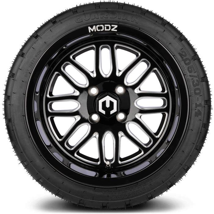 MODZ 14" Mayhem Glossy Black with Ball Mill Wheels & Street Tires Combo