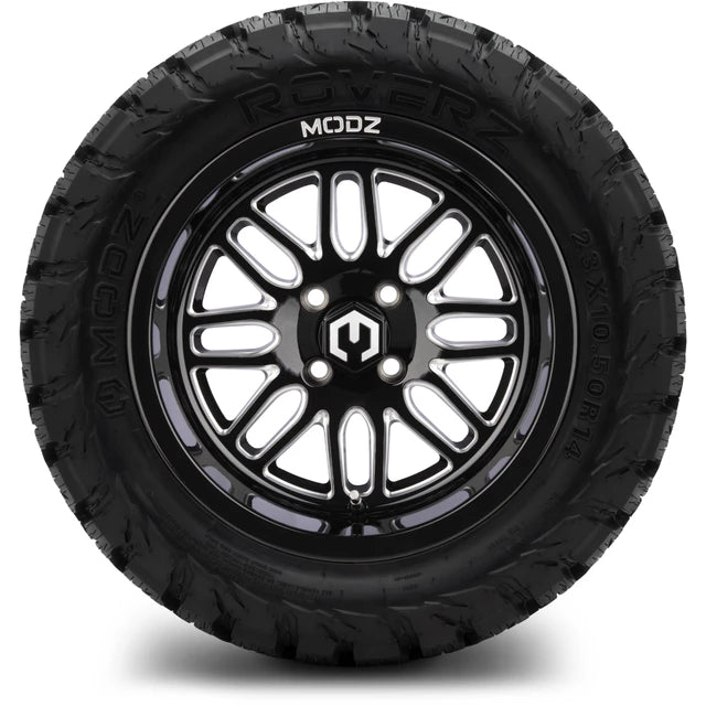 MODZ 14" Mayhem Glossy Black with Ball Mill Wheels & Off-Road Tires Combo