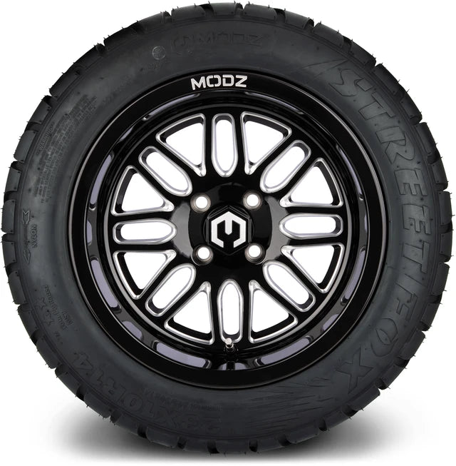 MODZ 14" Mayhem Glossy Black with Ball Mill Wheels & Street Tires Combo