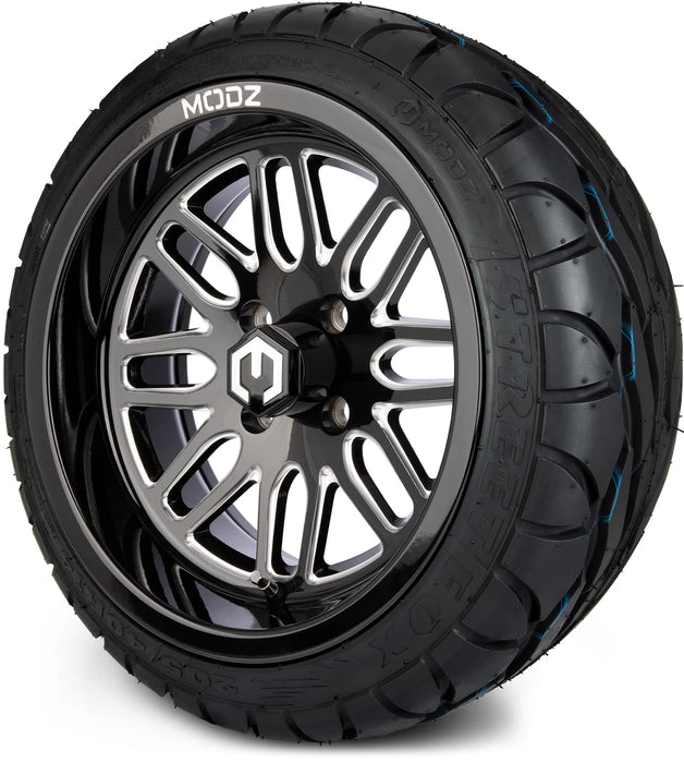 MODZ 14" Mayhem Glossy Black with Ball Mill Wheels & Street Tires Combo