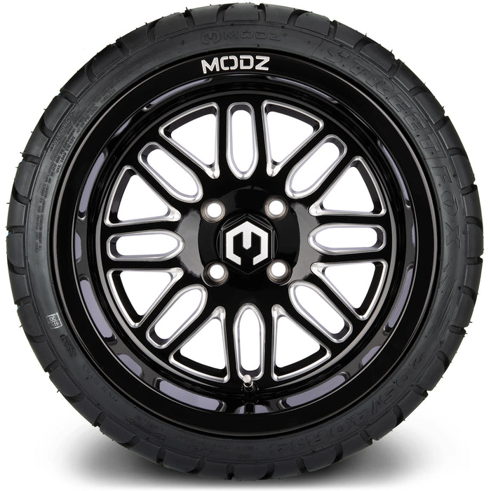 MODZ 14" Mayhem Glossy Black with Ball Mill Wheels & Street Tires Combo