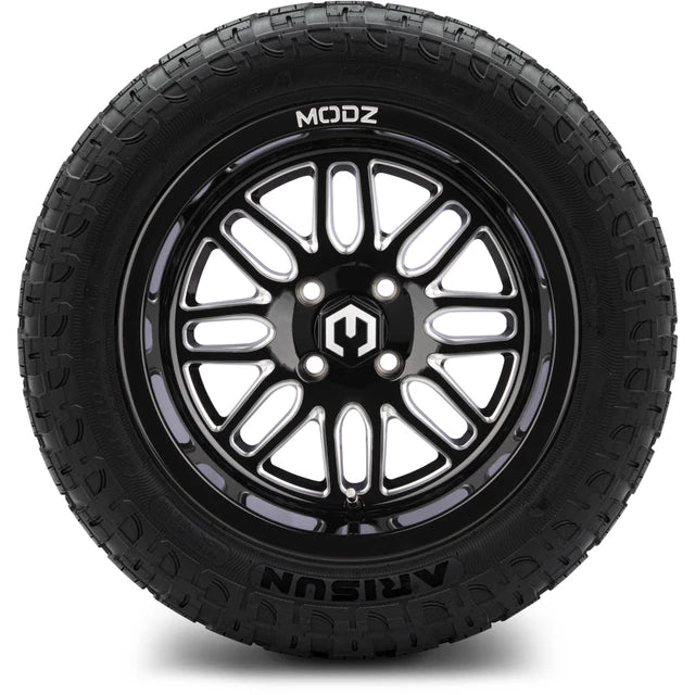 MODZ 14" Mayhem Glossy Black with Ball Mill Wheels & Off-Road Tires Combo