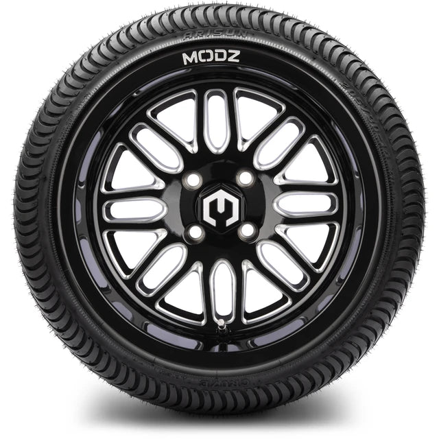 MODZ 14" Mayhem Glossy Black with Ball Mill Wheels & Street Tires Combo