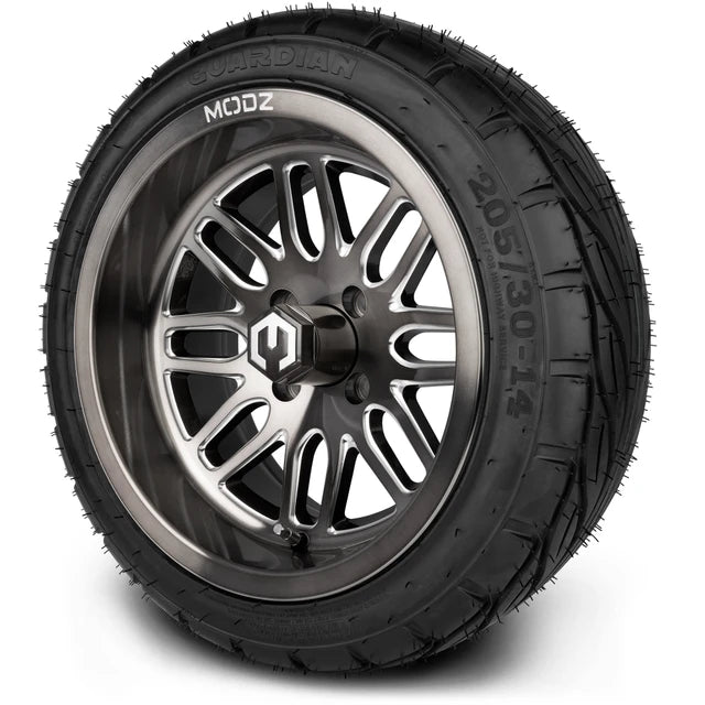 MODZ 14" Mayhem Brushed Gunmetal with Ball Mill Wheels & Street Tires Combo