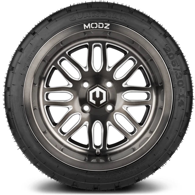 MODZ 14" Mayhem Brushed Gunmetal with Ball Mill Wheels & Street Tires Combo