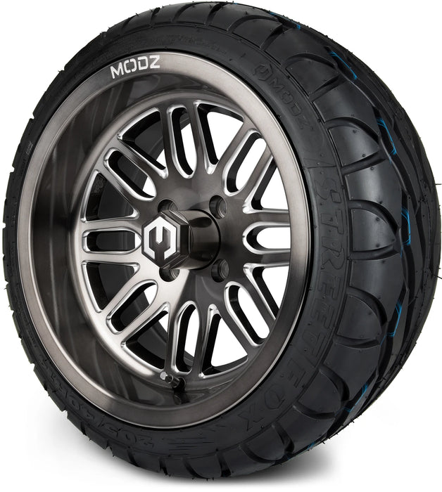 MODZ 14" Mayhem Brushed Gunmetal with Ball Mill Wheels & Street Tires Combo