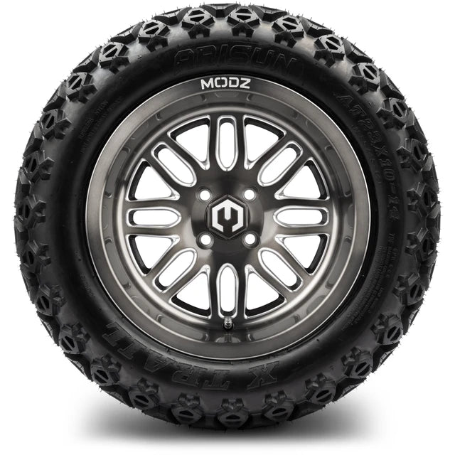 MODZ 14" Mayhem Brushed Gunmetal with Ball Mill Wheels & Off-Road Tires Combo