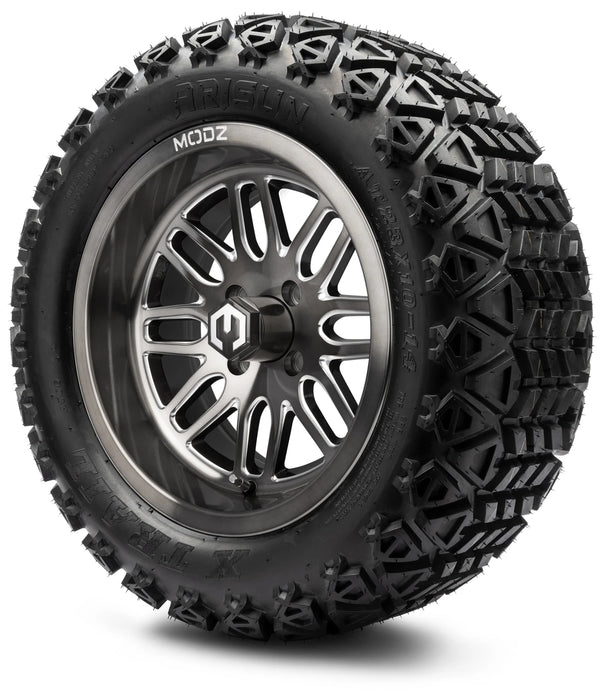 MODZ 14" Mayhem Brushed Gunmetal with Ball Mill Wheels & Off-Road Tires Combo