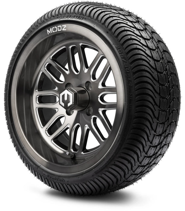 MODZ 14" Mayhem Brushed Gunmetal with Ball Mill Wheels & Street Tires Combo