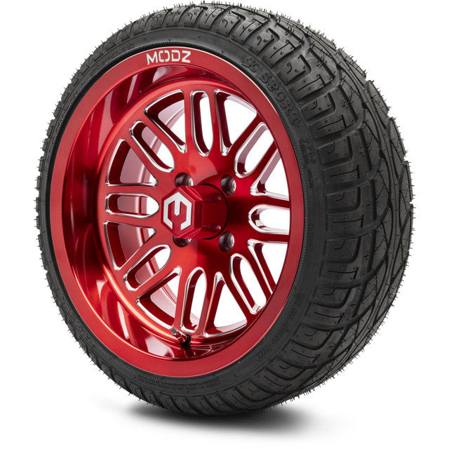 MODZ 14' Mayhem Brushed Red - Tire and Wheel Combo