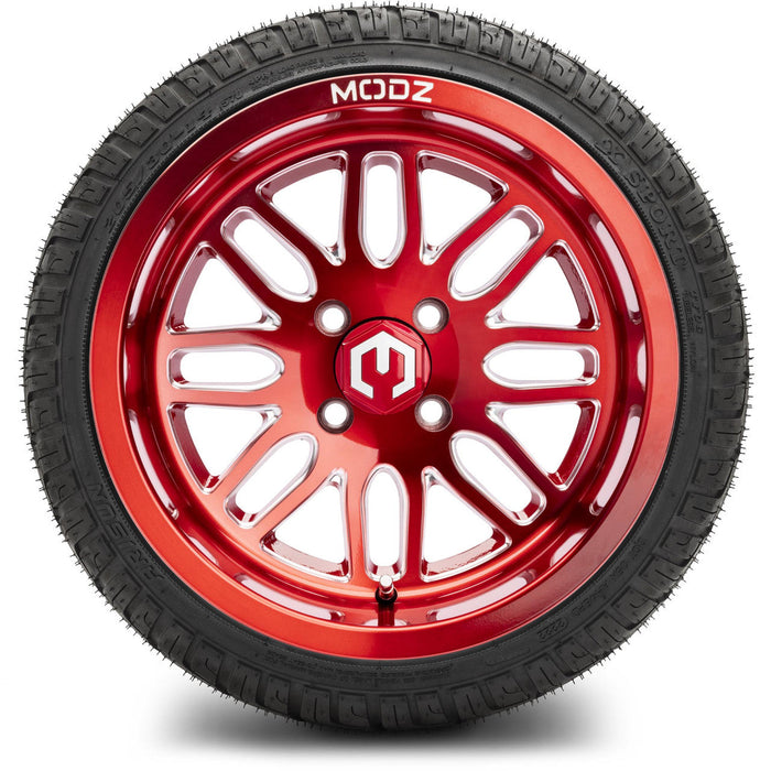 MODZ 14' Mayhem Brushed Red - Tire and Wheel Combo