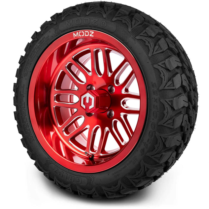 MODZ 14" Mayhem Brushed Red with Ball Mill Wheels & Off-Road Tires Combo