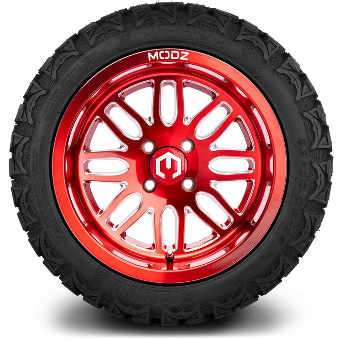 MODZ 14" Mayhem Brushed Red with Ball Mill Wheels & Off-Road Tires Combo