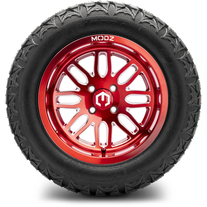 MODZ 14" Mayhem Brushed Red with Ball Mill Wheels & Off-Road Tires Combo