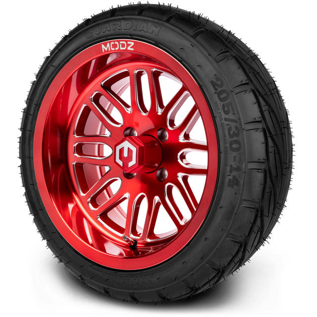 MODZ 14' Mayhem Brushed Red - Tire and Wheel Combo