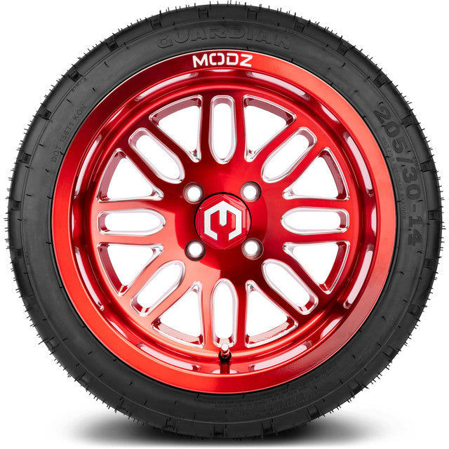 MODZ 14' Mayhem Brushed Red - Tire and Wheel Combo