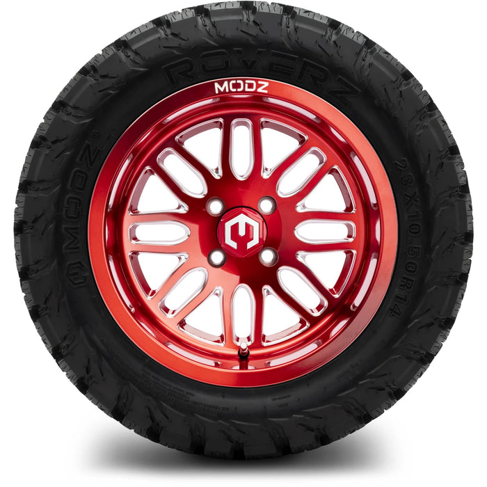MODZ 14" Mayhem Brushed Red with Ball Mill Wheels & Off-Road Tires Combo