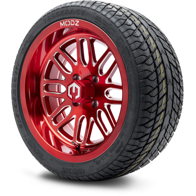 MODZ 14' Mayhem Brushed Red - Tire and Wheel Combo